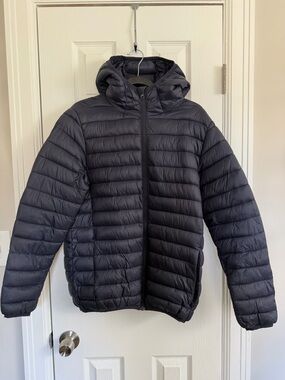 H&M Men's Navy Quilted Hooded Puffer Jacket